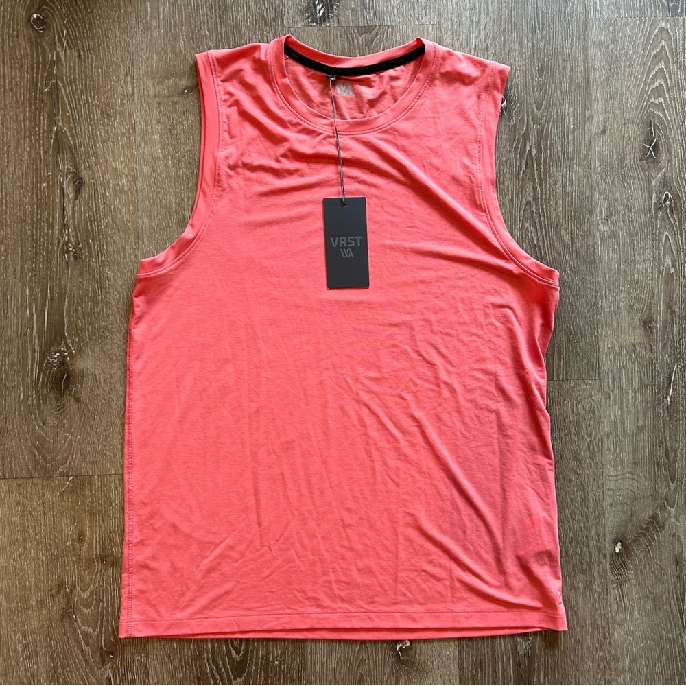 NWT VRST Mens Medium Icon Tank Top Moisture Wicking UV Protection Pink Rouge